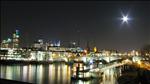 Night London Panorama with Full Moon